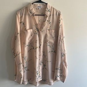 Express button down collared floral blouse